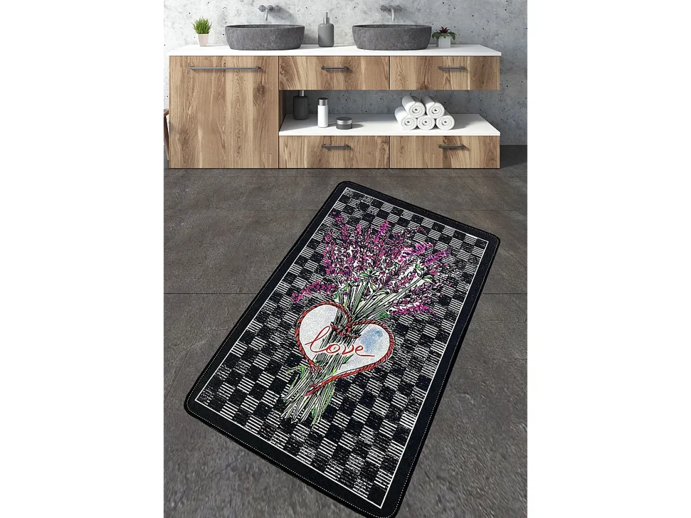 Alfombra de baño Levan Multicolor Sale
