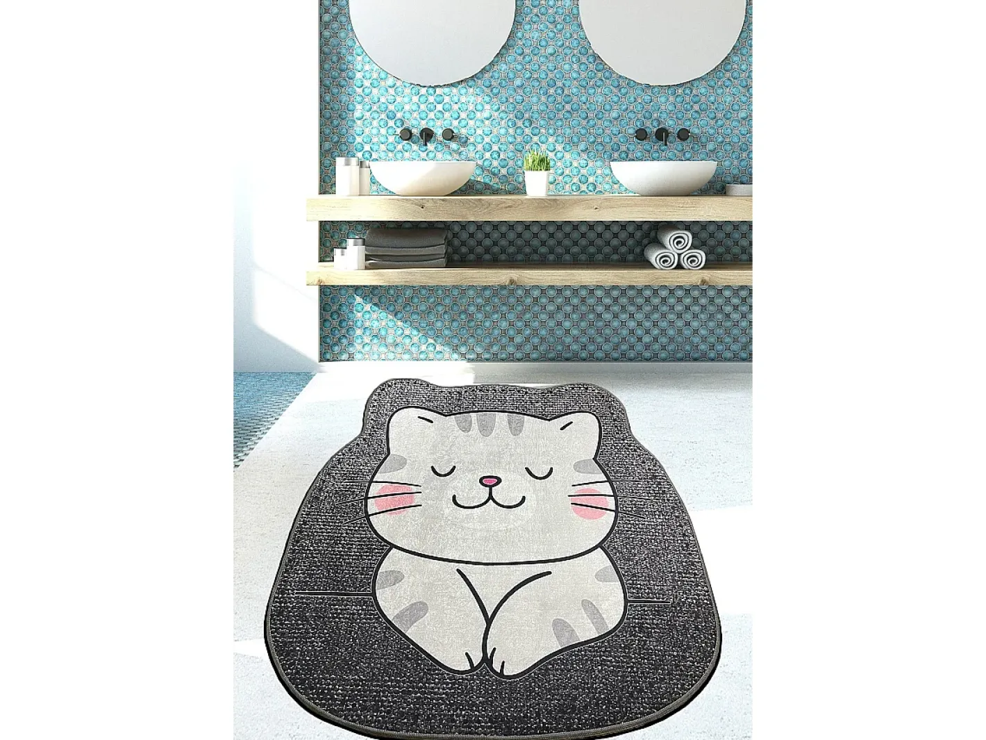 Alfombra de baño Neko (140 cm) gris Multicolor Best