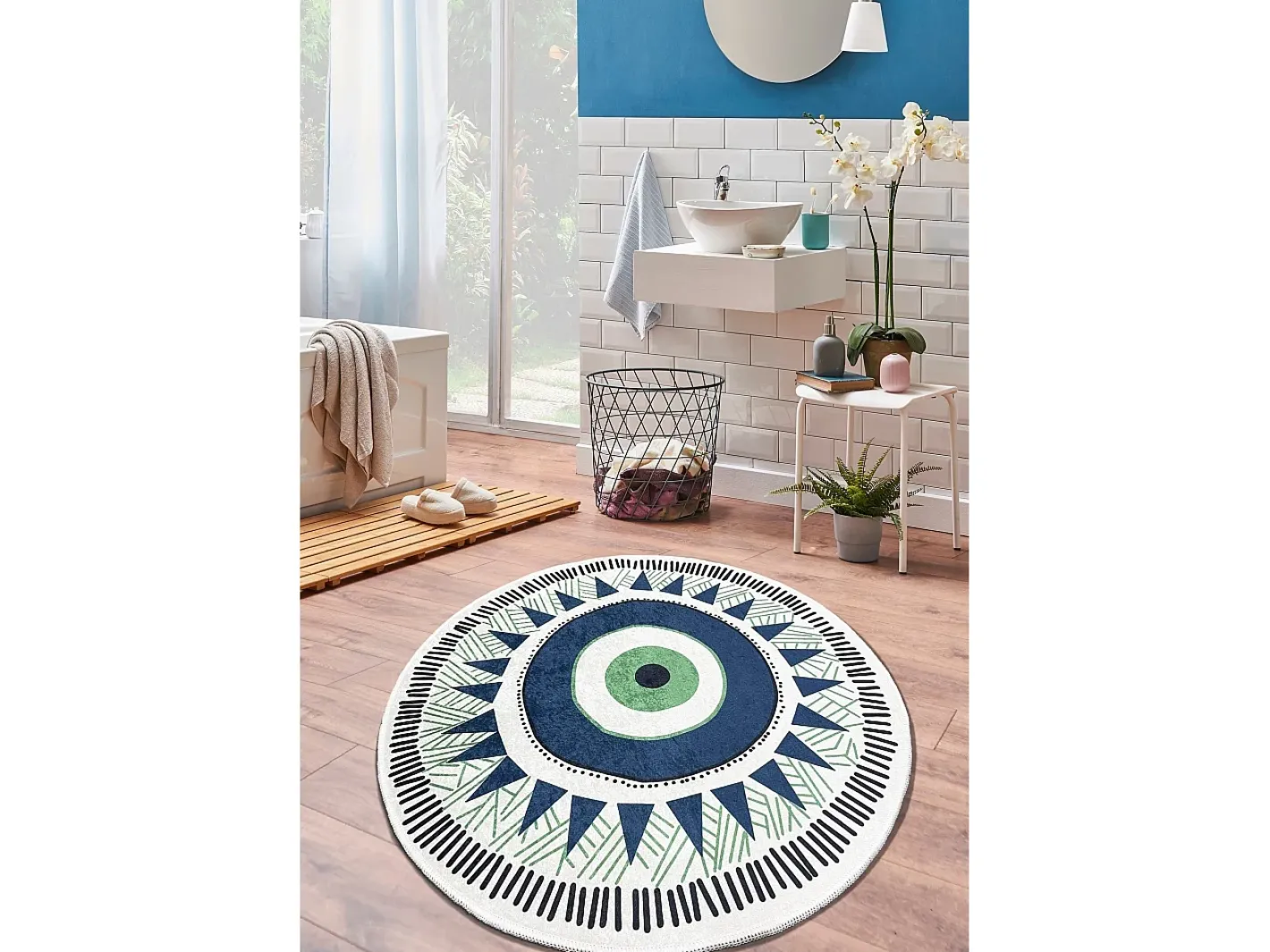 Alfombra de baño Occhio (120) verde gris azul oscuro verde Multicolor Outlet