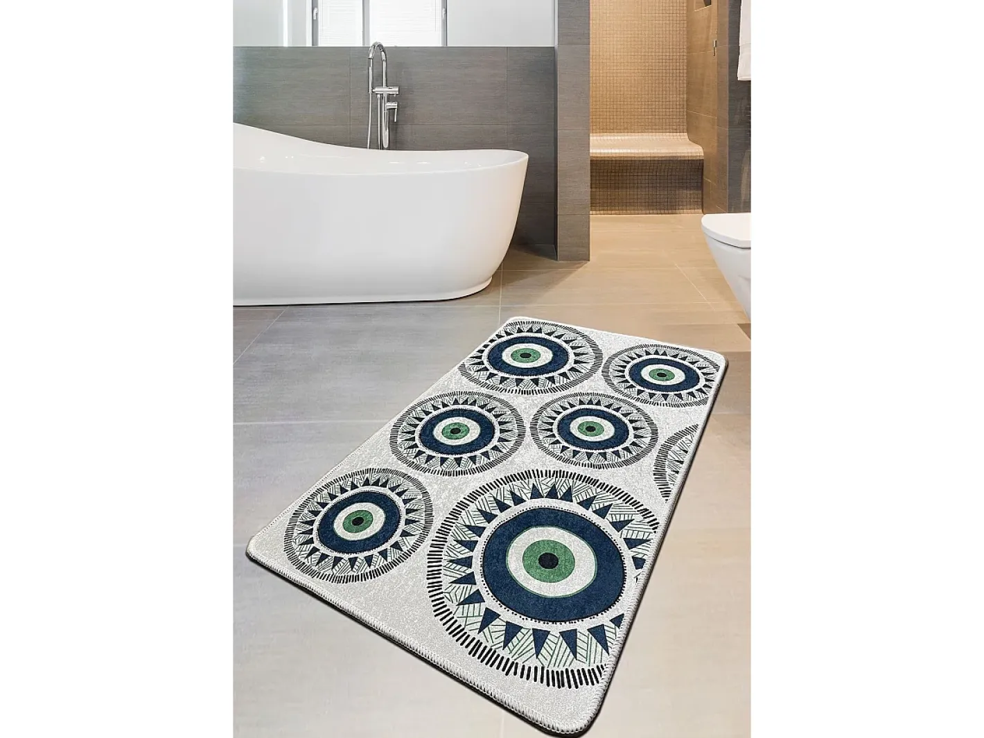 Outlet Alfombra de baño Occhio (70 x 120) verde gris azul oscuro verde Multicolor