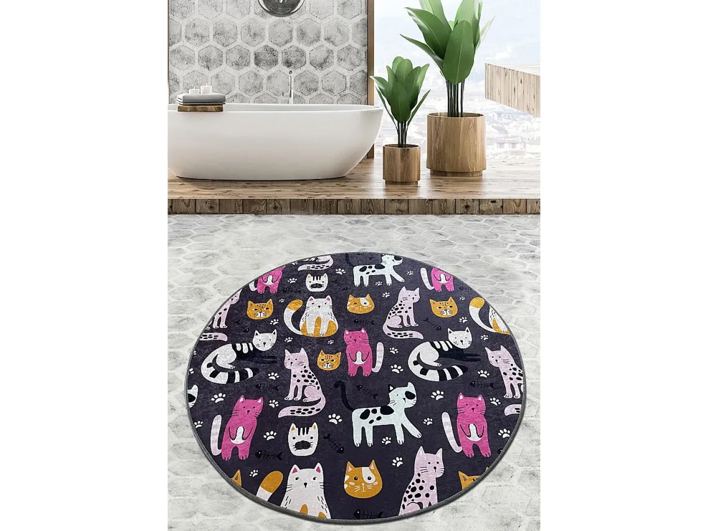 Alfombra de baño Park Cat Djt (160 cm) Multicolor Sale