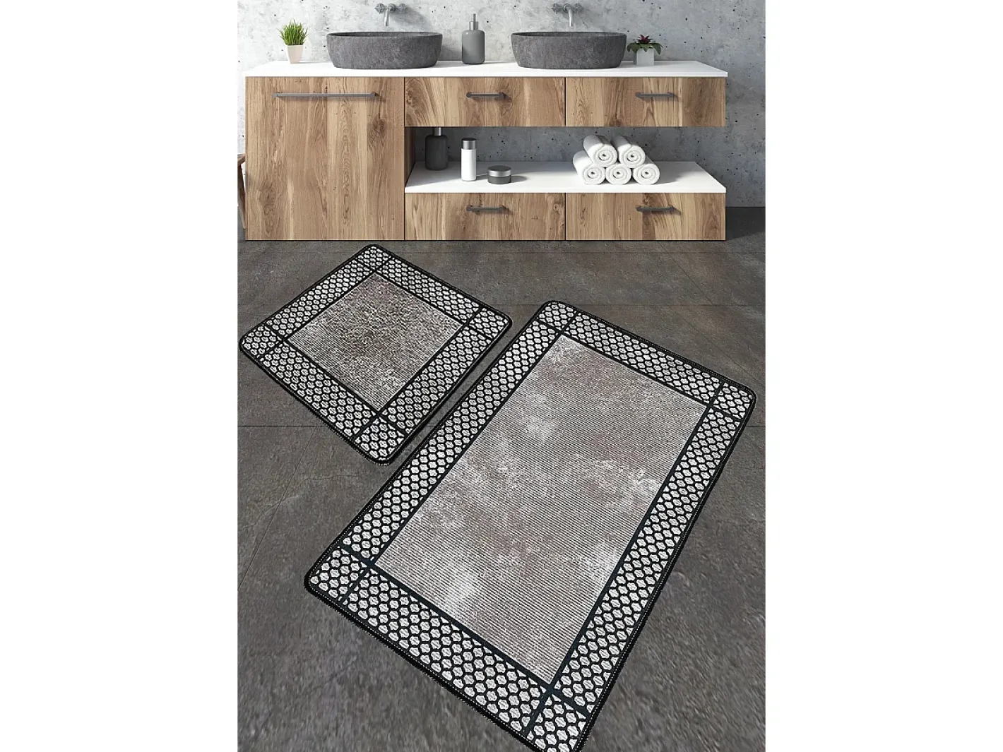 Alfombra De Baño|Ropa De Cama-Alfombra de baño Set (2 piezas) Beja Multicolor