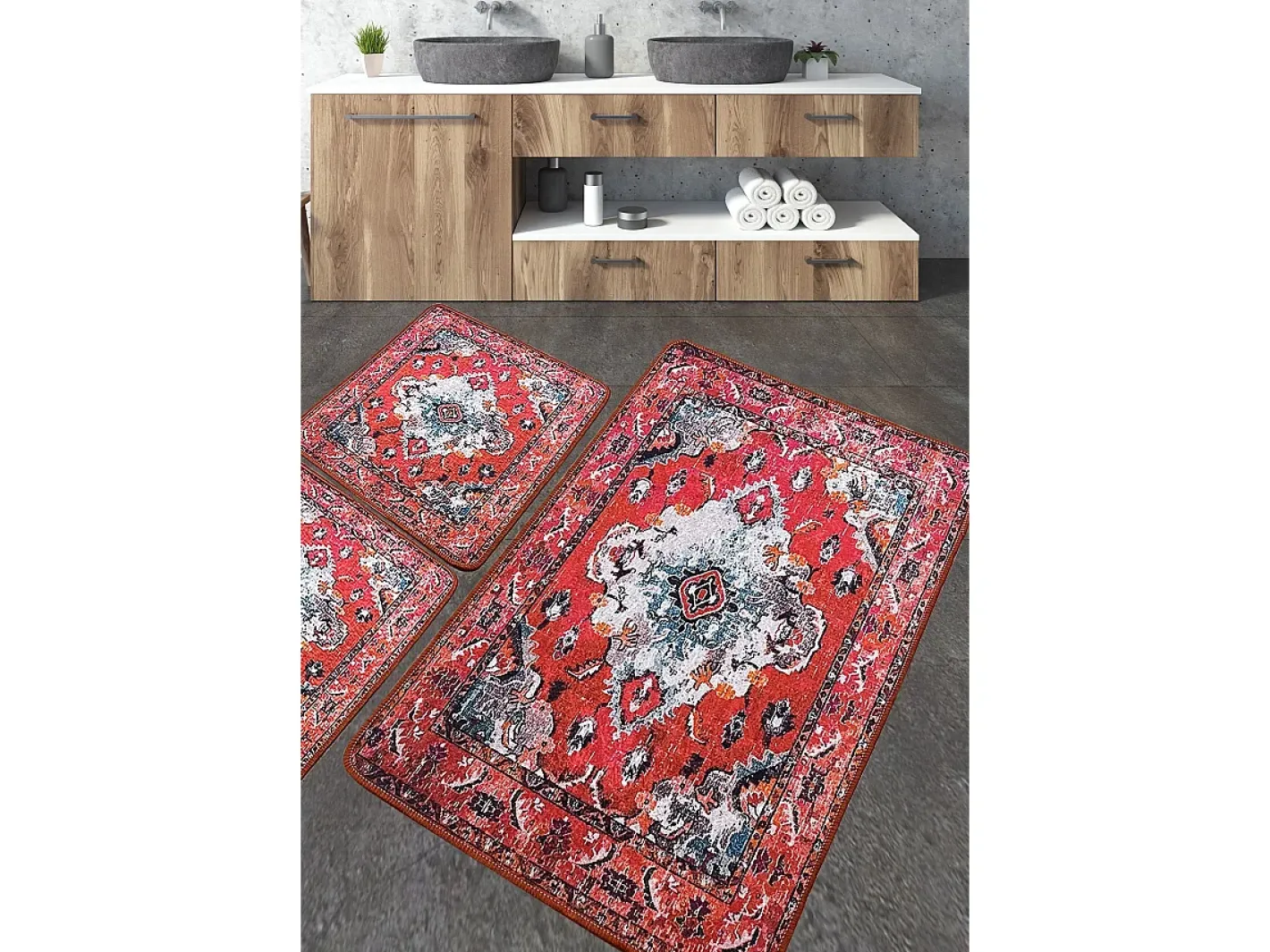 Alfombra De Baño|Ropa De Cama-Alfombra de baño Set (3 piezas) Authentic azul Multicolor