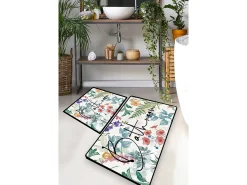 Alfombra De Baño|Ropa De Cama-Alfombra de baño Set (2 piezas) Green In Flower Multicolor
