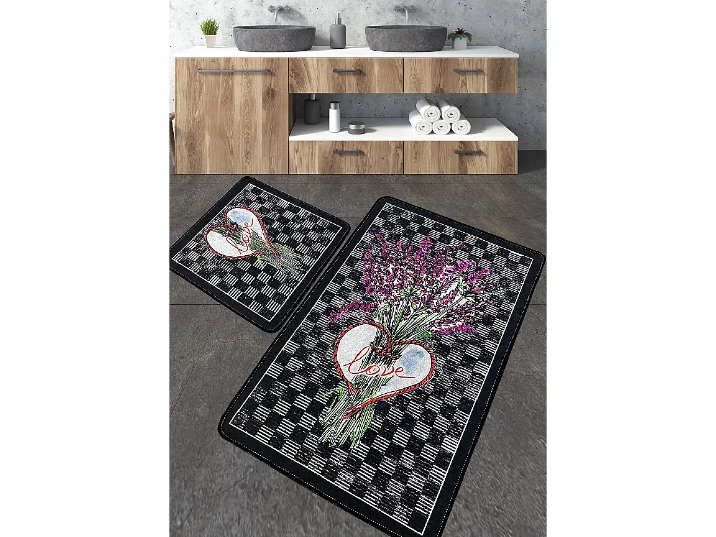 Alfombra de baño Set (2 piezas) Levan Multicolor