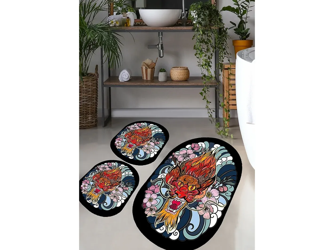 Alfombra de baño Set (3 piezas) Lakingo Multicolor New