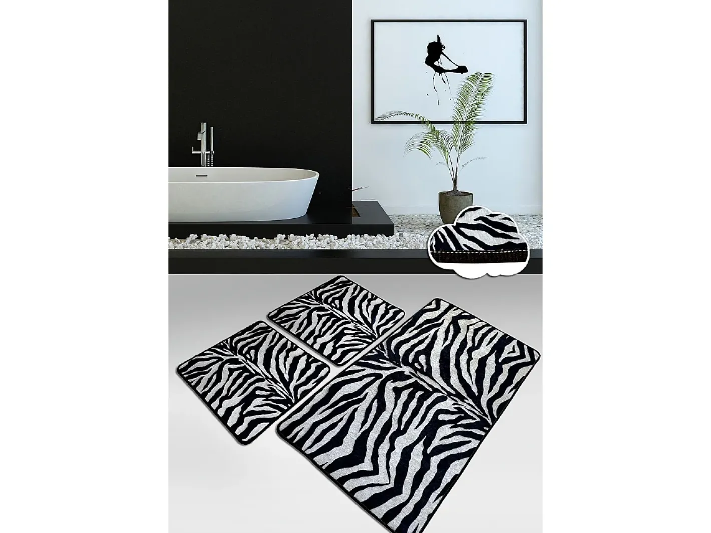 Clearance Alfombra de baño Set (3 piezas) Strıped Multicolor