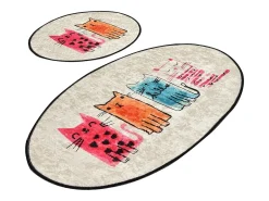 Outlet Alfombra de baño Set (2 piezas) Baby Cats Multicolor