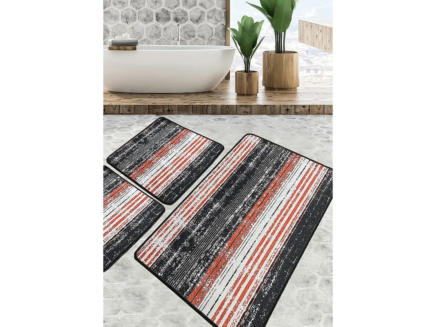 Alfombra De Baño|Ropa De Cama-Alfombra de baño Set (3 piezas) Flang Multicolor