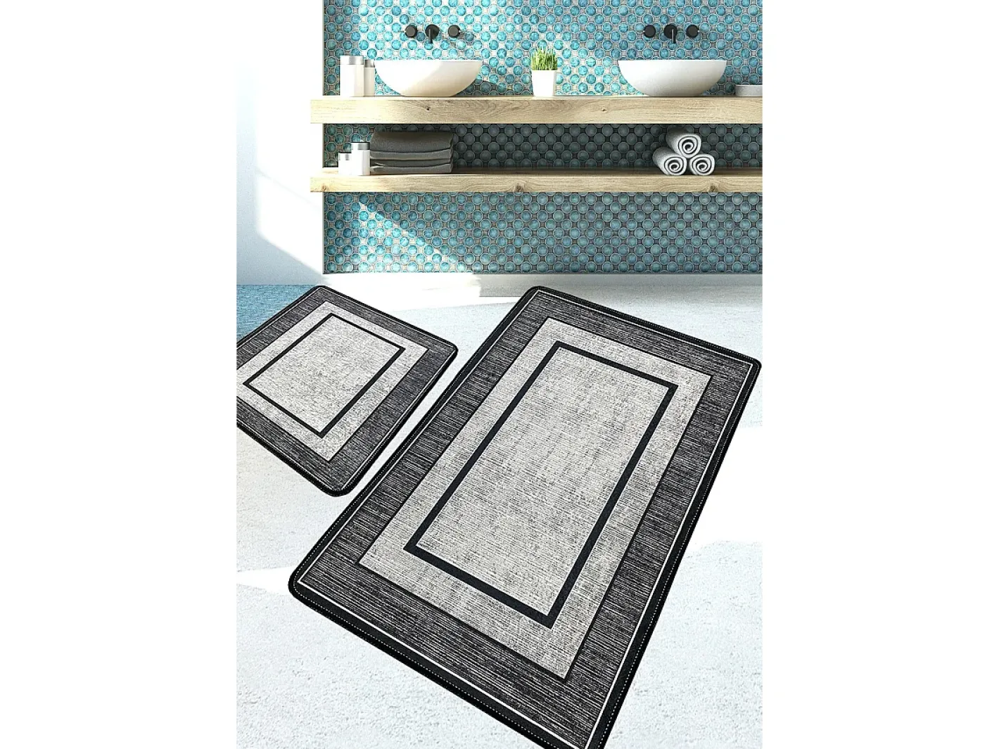 Outlet Alfombra de baño Set (2 piezas) Patra Multicolor