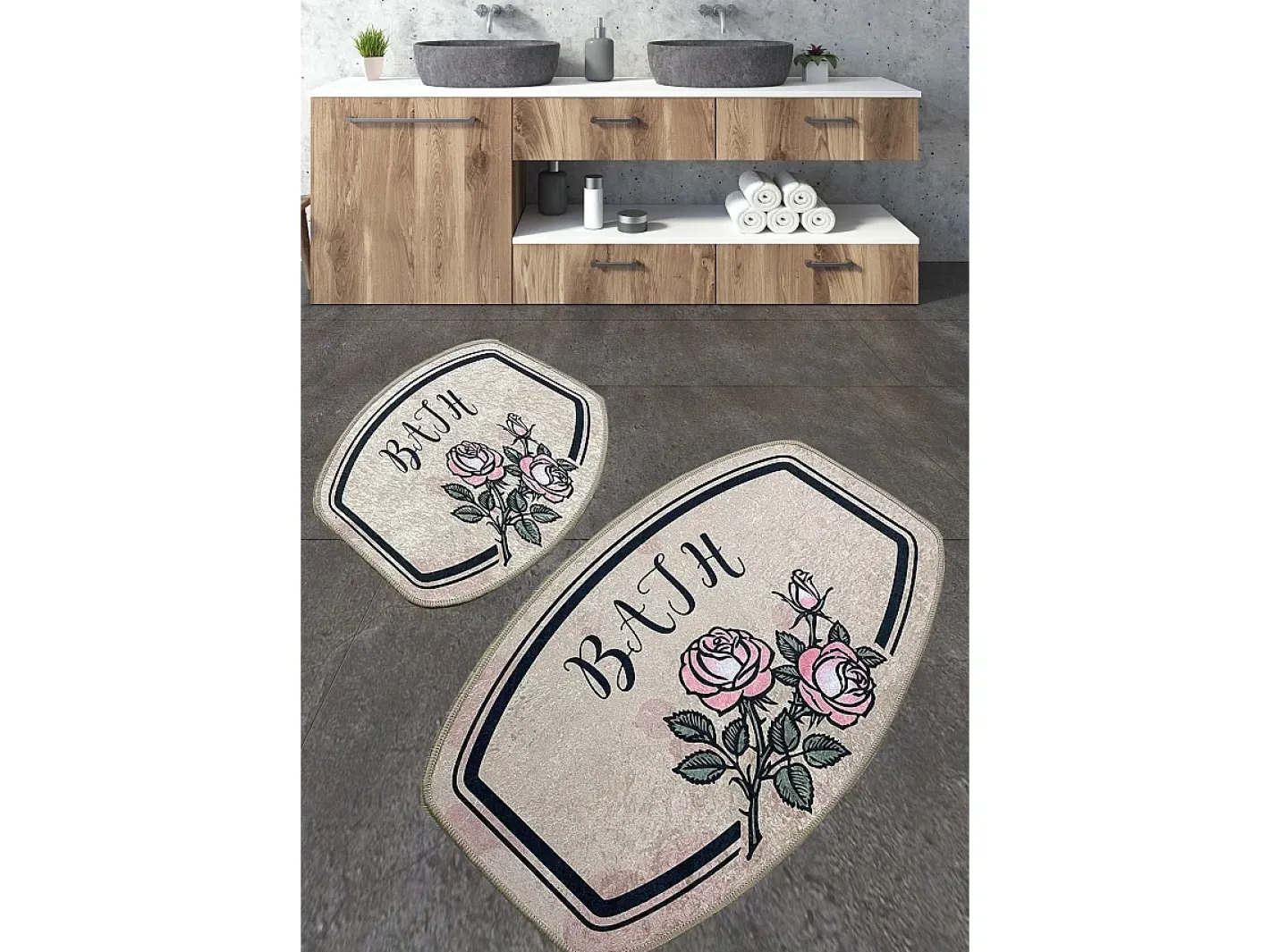 Alfombra de baño Set (2 piezas) Mand Multicolor