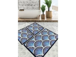 Alfombra De Baño|Ropa De Cama-Alfombra de baño Set (2 piezas) Azul Multicolor