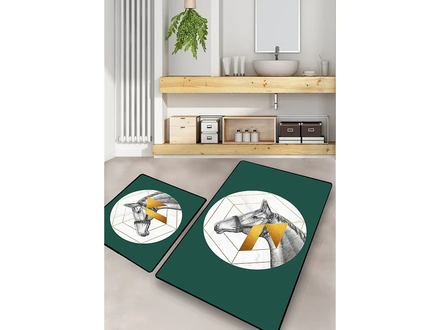 Alfombra de baño Set (2 piezas) Horse Multicolor Outlet