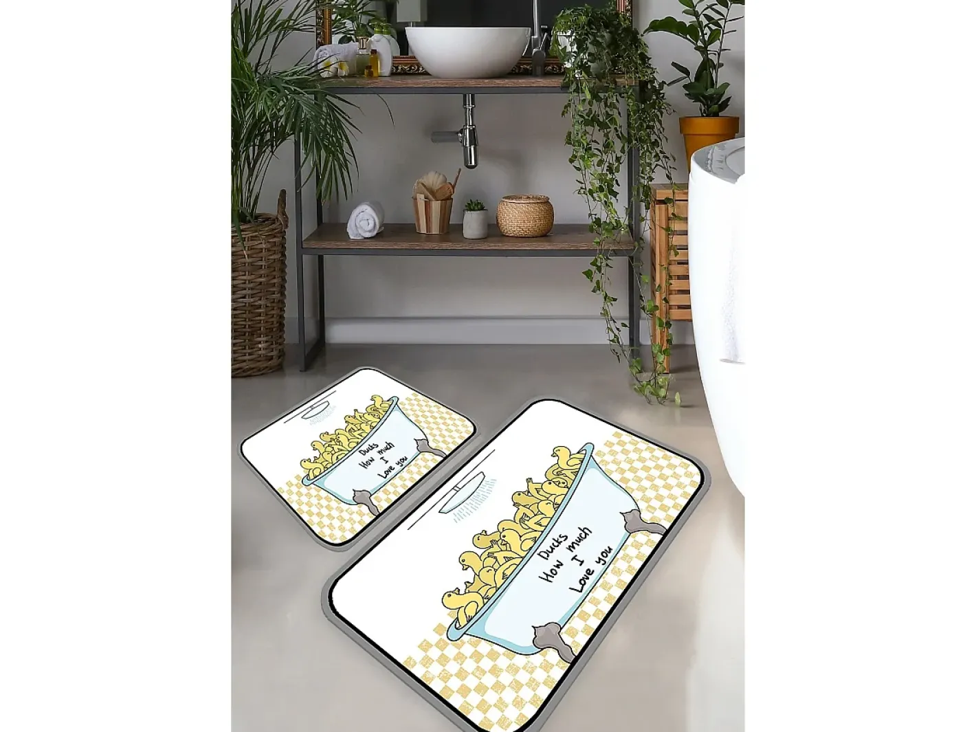 Alfombra De Baño|Ropa De Cama-Alfombra de baño Set (2 piezas) Ducks Multicolor