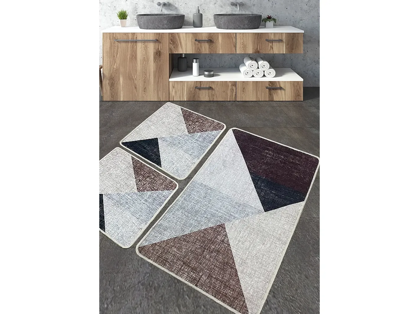 Outlet Alfombra de baño Set (3 piezas) Phell Multicolor