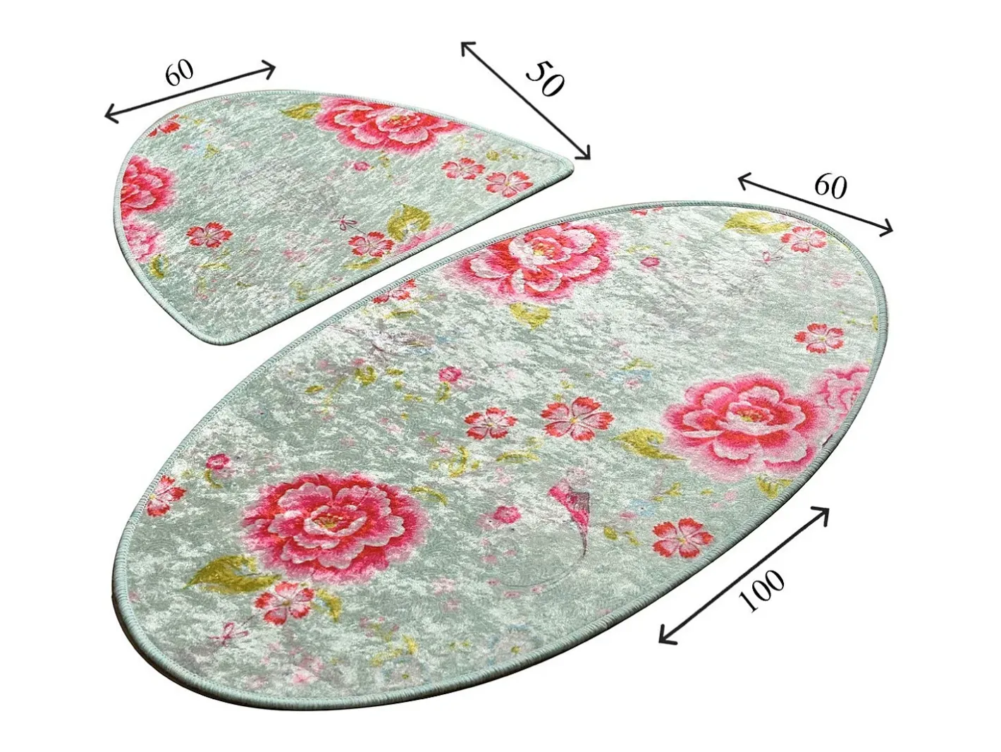 Online Alfombra de baño Set (2 piezas) Lara Oval Multicolor