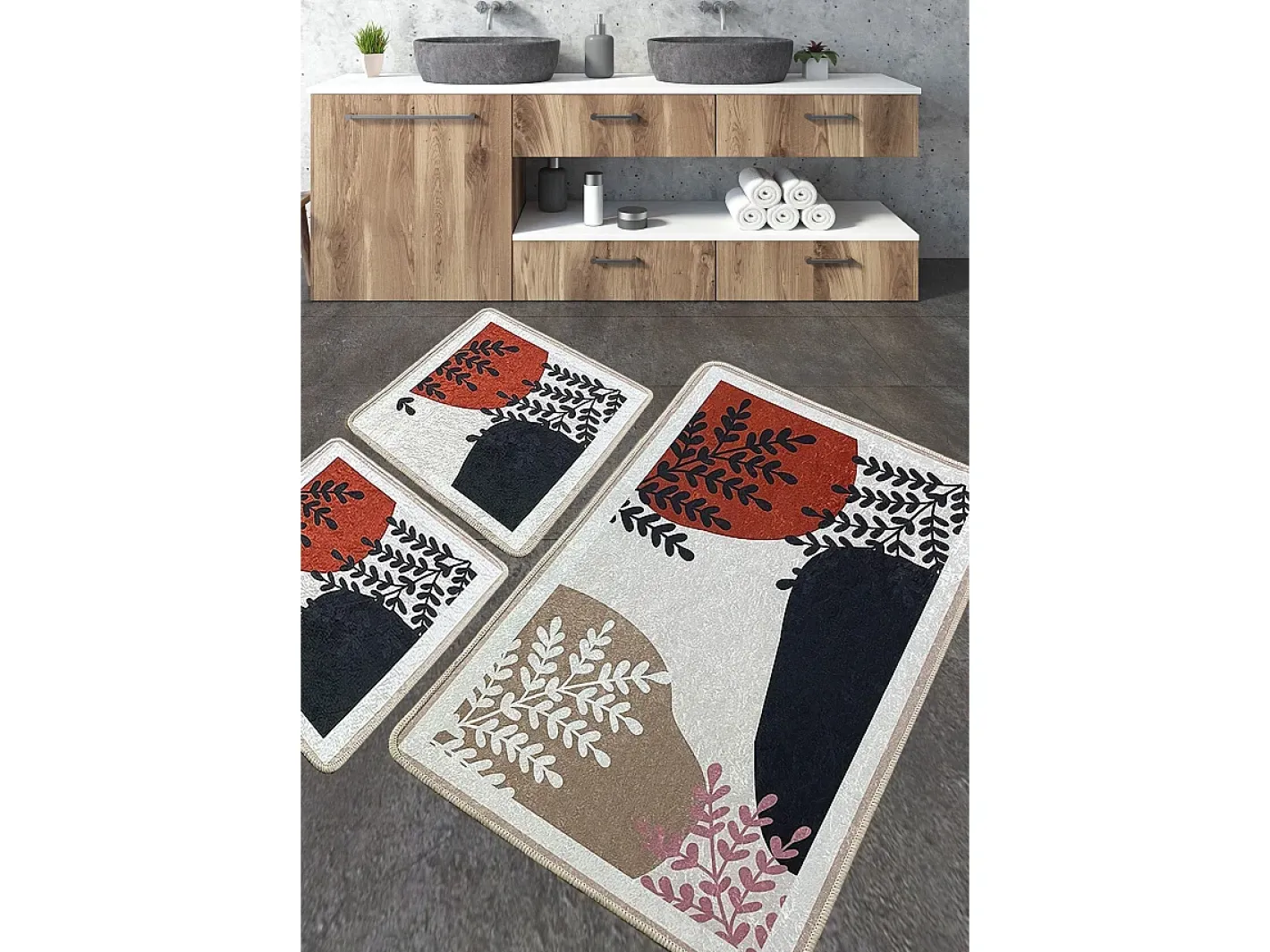 Alfombra de baño Set (3 piezas) Noe Multicolor Hot