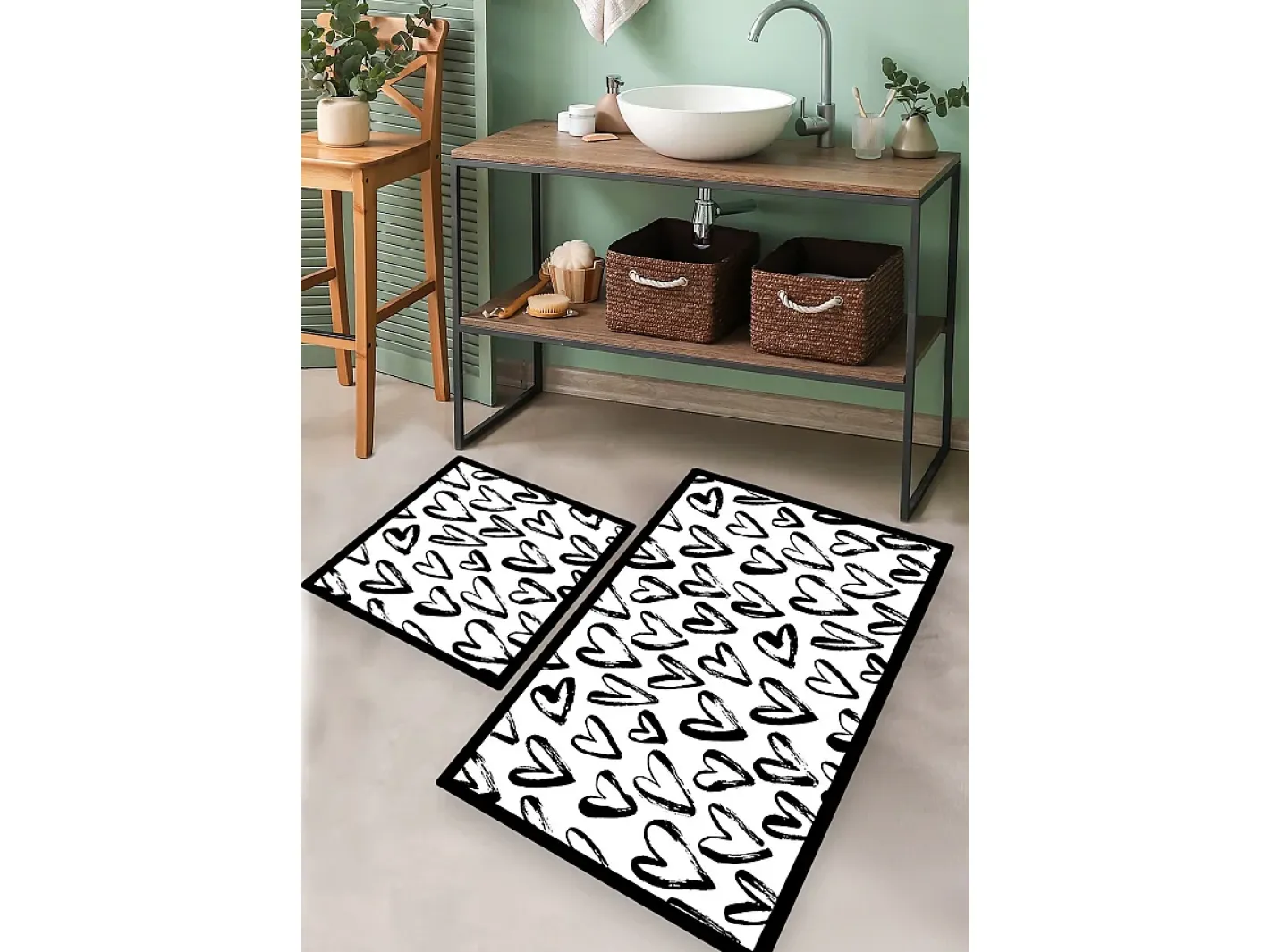 Best Alfombra de baño Set (2 piezas) Small Heart Multicolor