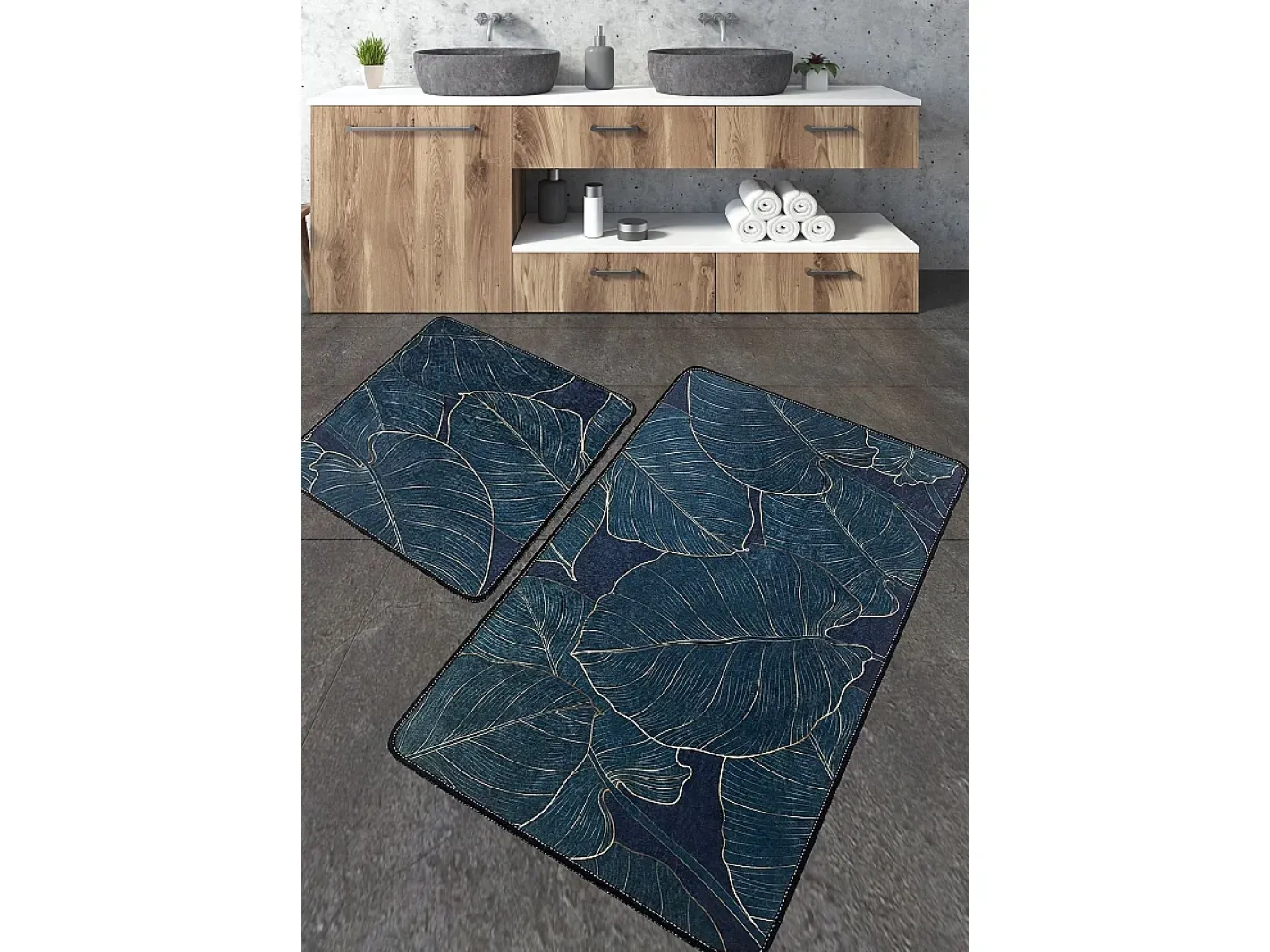 Alfombra De Baño|Ropa De Cama-Alfombra de baño Set (2 piezas) Zeleno Multicolor
