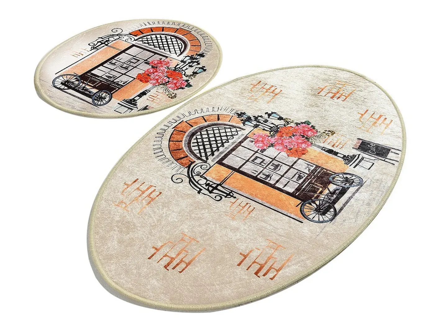 Outlet Alfombra de baño Set (2 piezas) Cafe DJT Multicolor