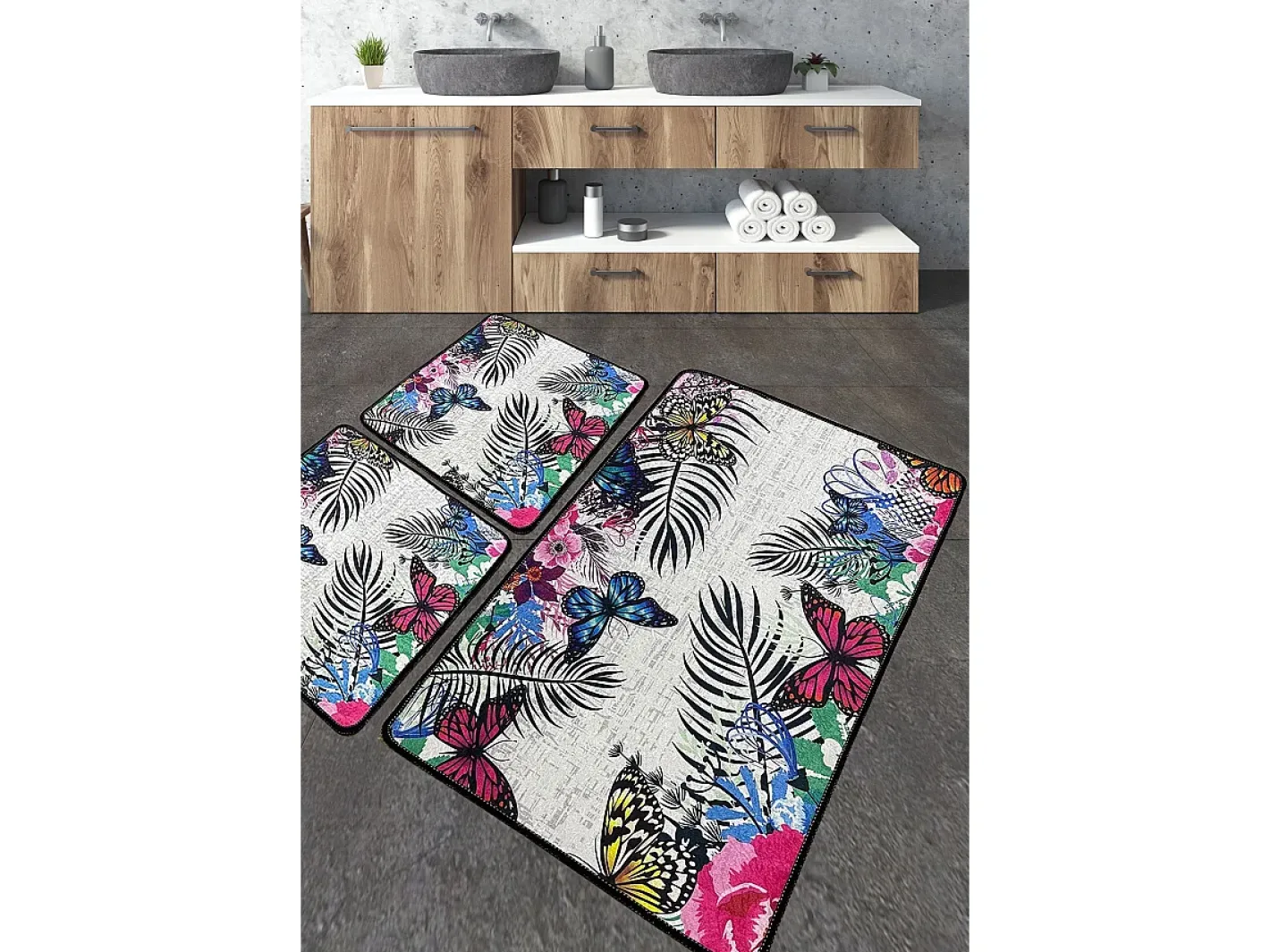 Alfombra de baño Set (3 piezas) Noirobi Multicolor