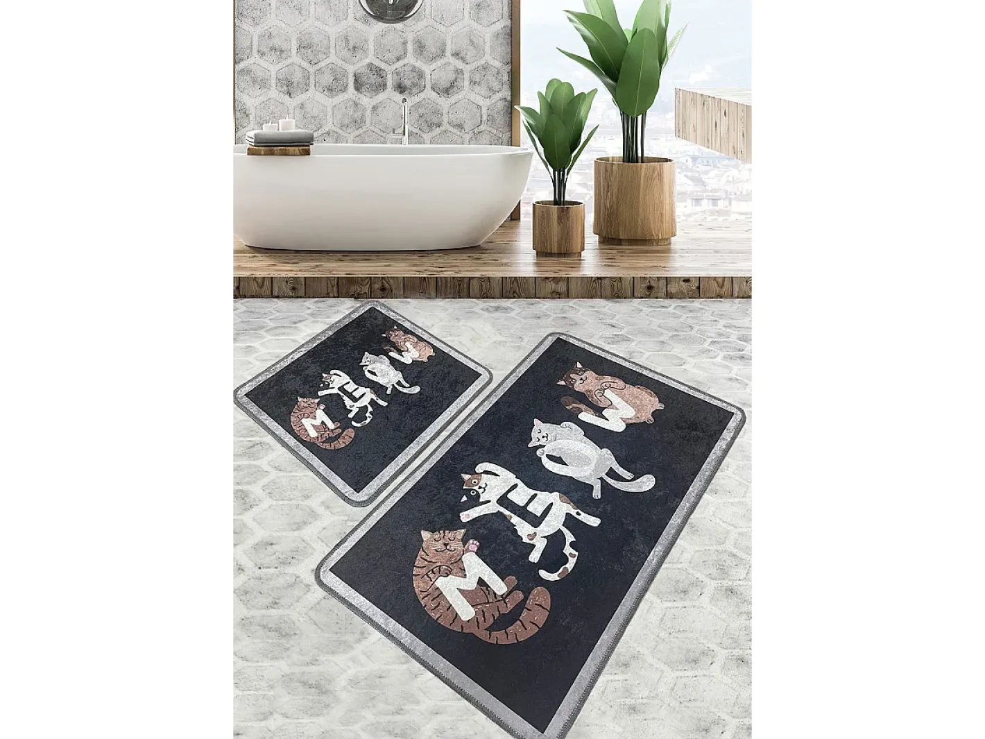 Alfombra De Baño|Ropa De Cama-Alfombra de baño Set (2 piezas) Meocon Multicolor