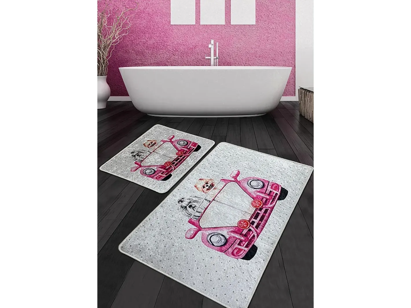 Alfombra de baño Set (2 piezas) Dogs Vosvos Djt Multicolor Best