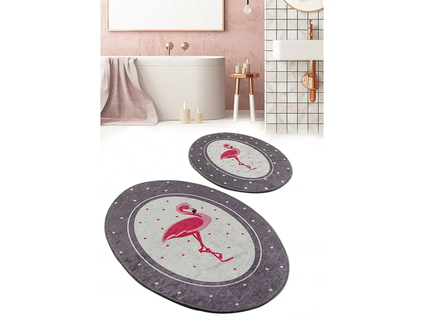 Alfombra De Baño|Ropa De Cama-Alfombra de baño Set (2 piezas) Chile Flamingo Multicolor