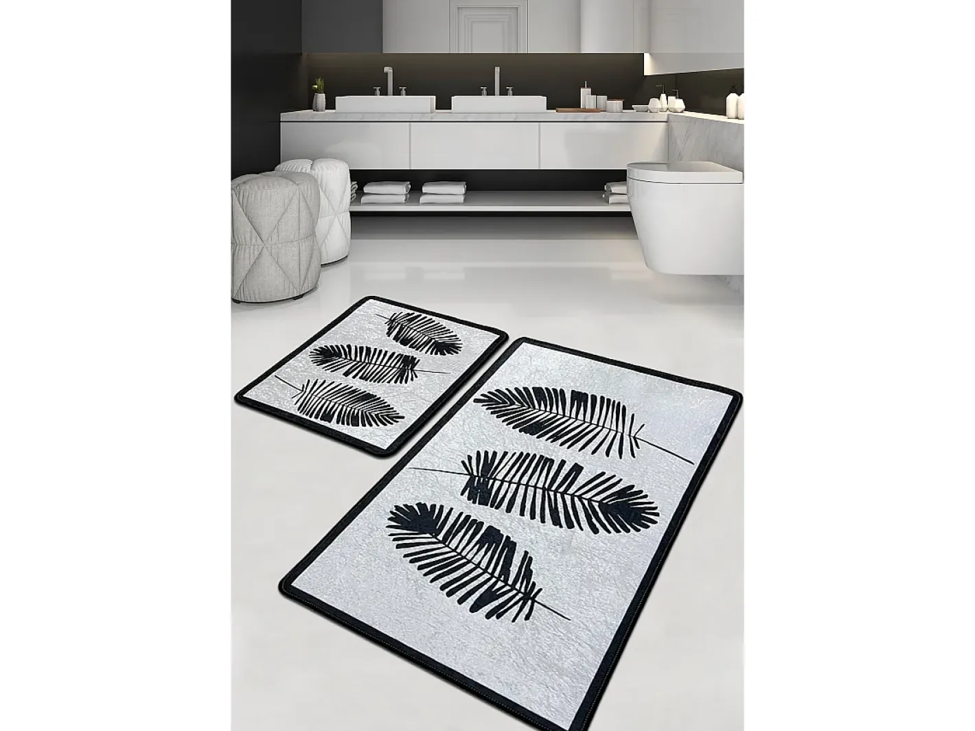 Alfombra De Baño|Ropa De Cama-Alfombra de baño Set (2 piezas) Hoja Djt Multicolor