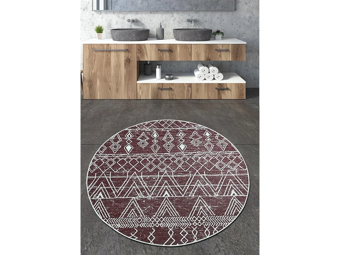 Alfombra De Baño|Ropa De Cama-Alfombra de baño Straordinario Djt burdeos rojo blanco Multicolor