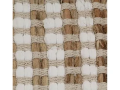 Alfombra De Baño|Ropa De Cama-Alfombra de baño tejida a mano de yute y tela natural y blanca ES383023 Marru00f3n
