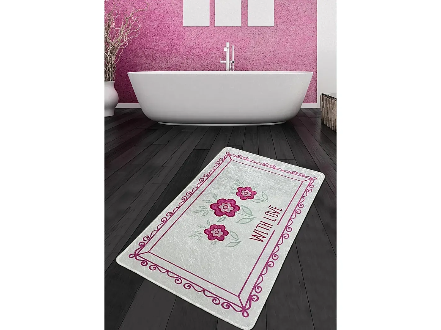 Online Alfombra de baño With Flower Djt (80 x 100) Multicolor