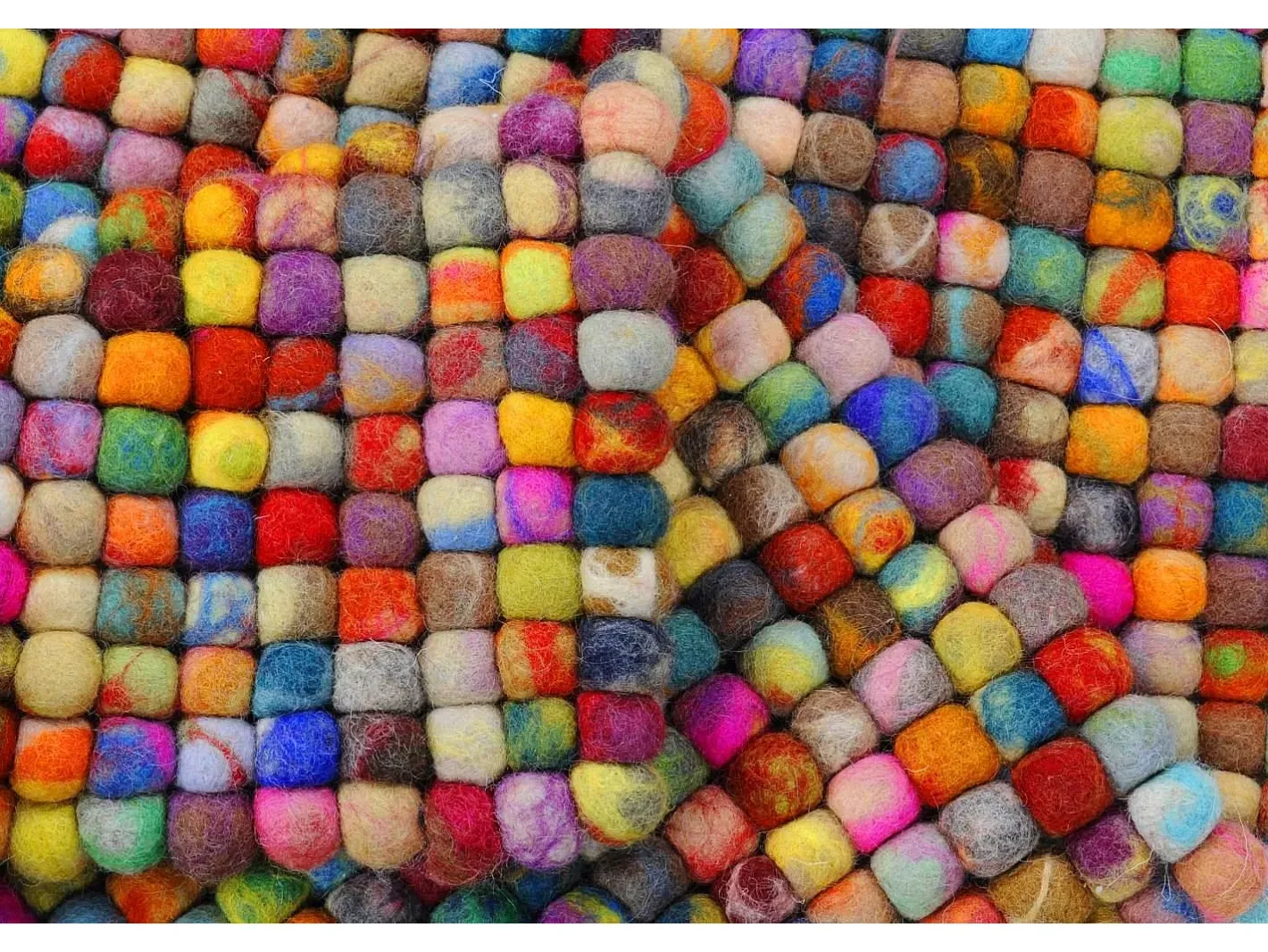 Alfombra De Salón-Alfombra de bolas de fieltro hecha a mano 40x60 cm Colorido Felty 2.2 Multicolor