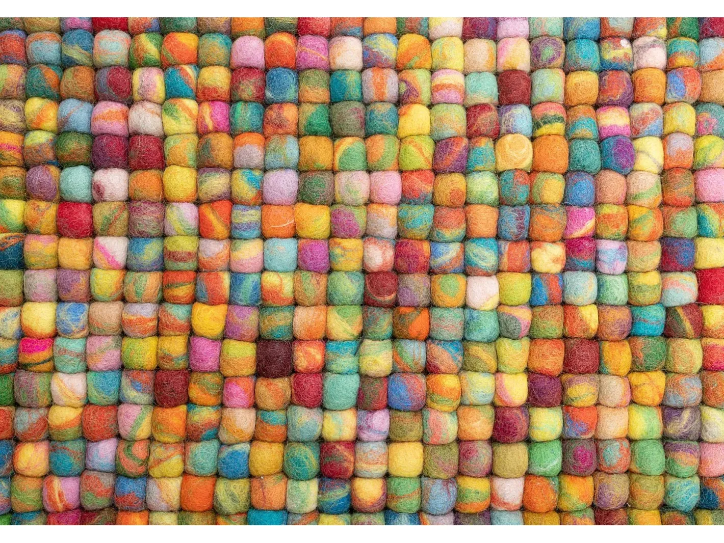 Outlet Alfombra de bolas de fieltro hecha a mano 70x270 cm Colorido Felty 2.2 Multicolor