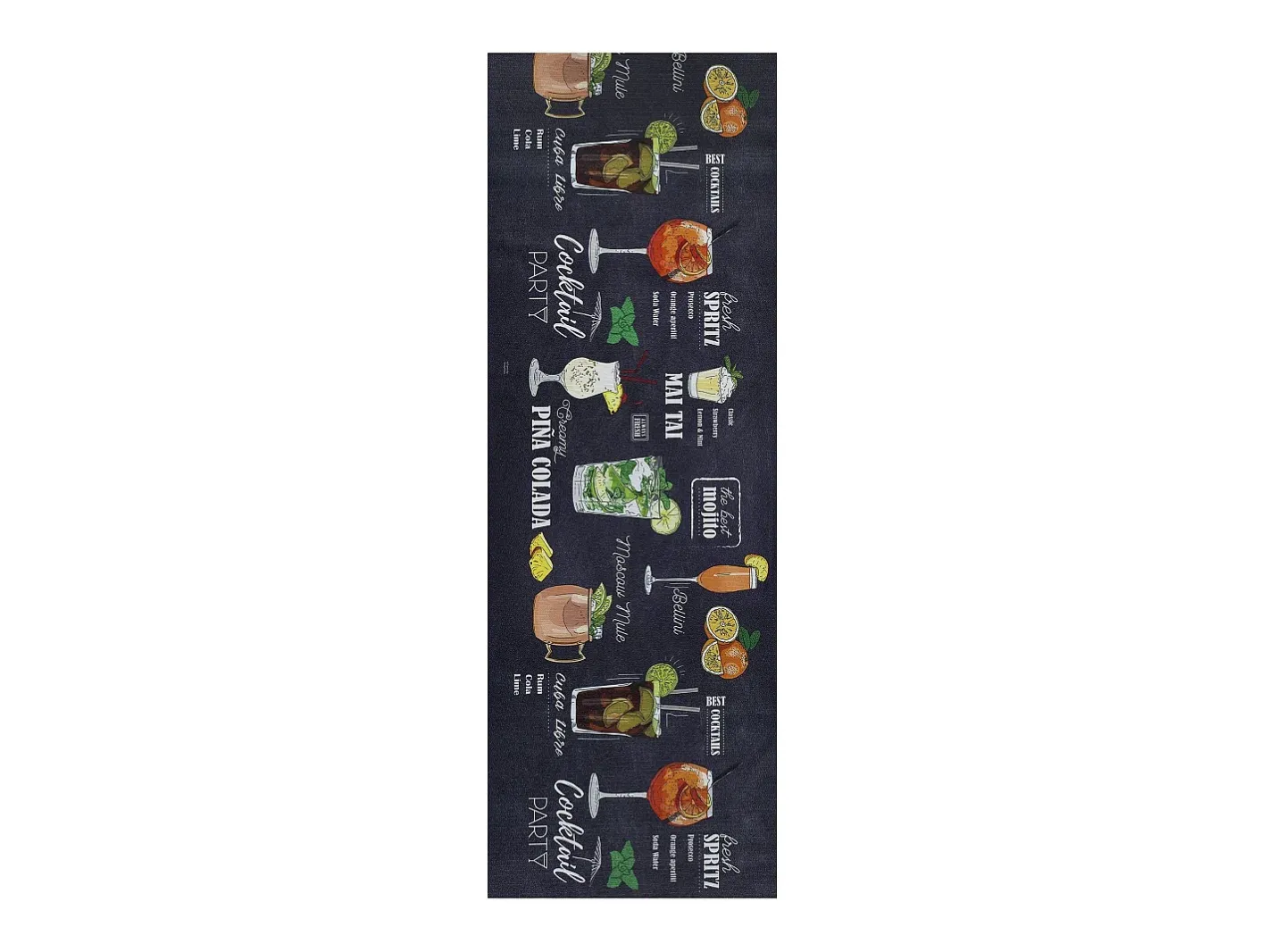 Clearance Alfombra de cocina - Diseños de cócteles - - 52 x 100 cm - RICCI Negro