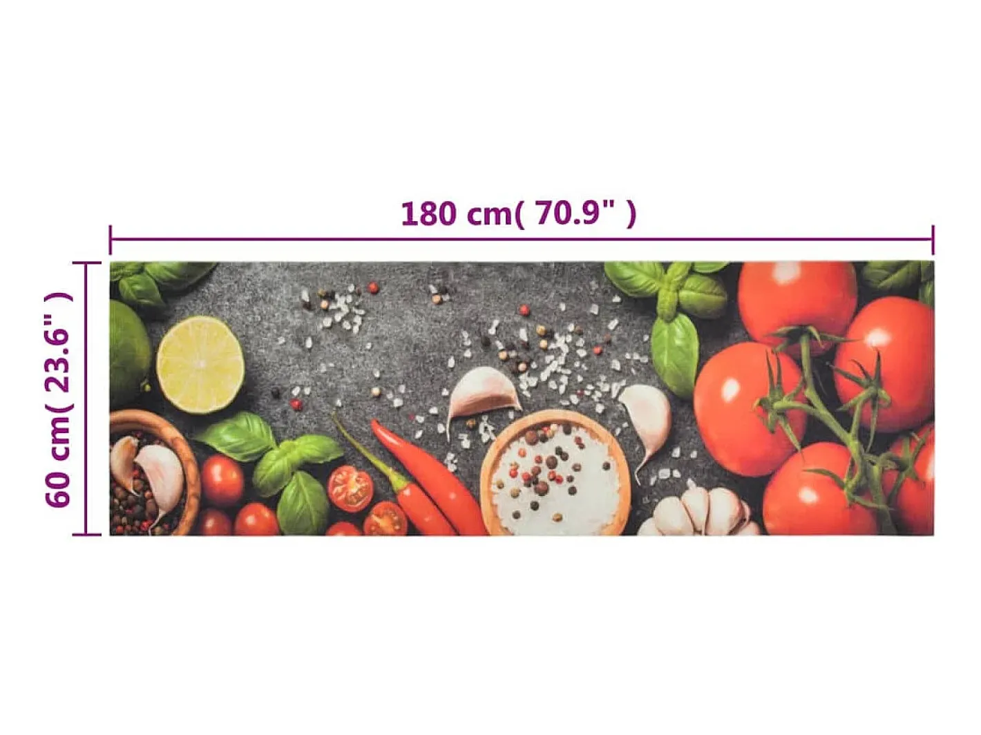 Alfombra de cocina lavable terciopelo dibujo verduras 60x180 cm ES301434 Multicolor Sale