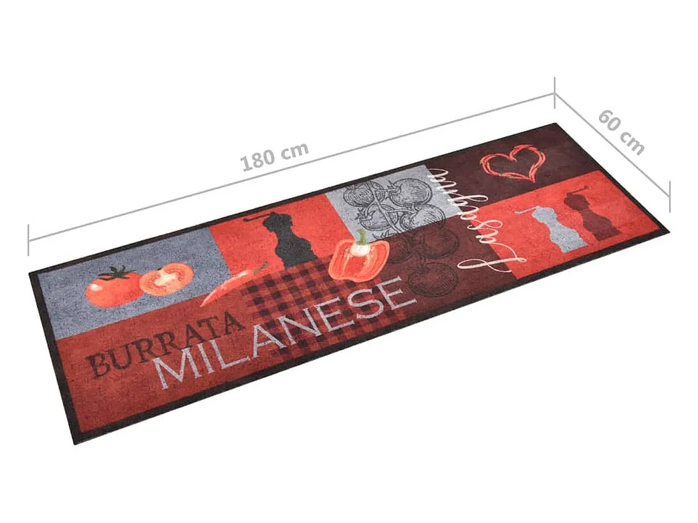 Best Alfombra de cocina lavable Tomatoes 60x180 cm ES181977 Rojo