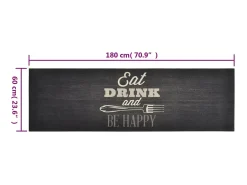 Alfombra de cocina lavable terciopelo negro 60x180 cm ES924073 Multicolor Outlet