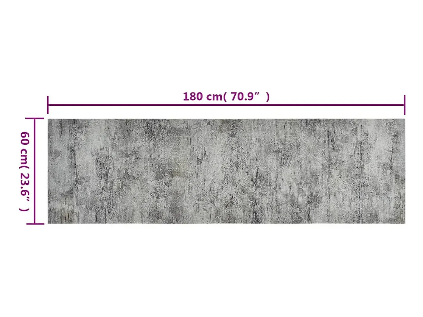 Clearance Alfombra de cocina lavable terciopelo aspecto hormigón 60x180cm ES190860 Gris