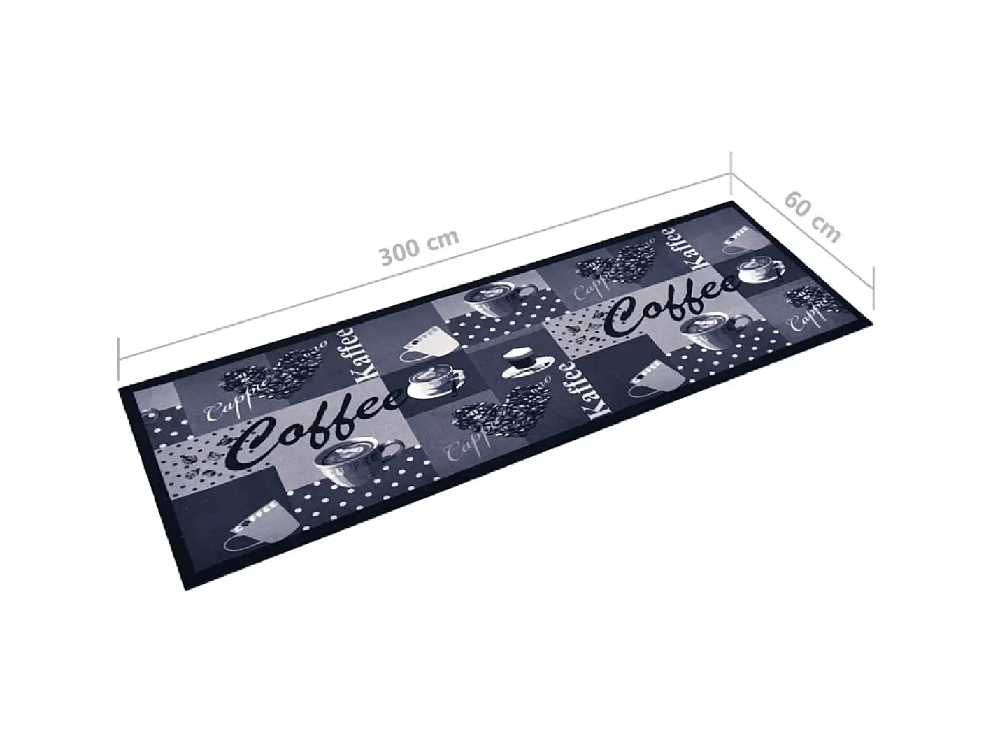 Alfombra De Cocina-Alfombra de cocina lavable Coffee azul 60x300 cm ES321194 Multicolor