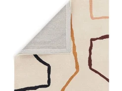 Alfombra De Salón-Alfombra de estilo medio siglo, hecha a mano 100% lana - 160x230cm - crema, verde, ocre, burdeos, negro - Reef Linear Multicolor
