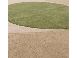 Sale Alfombra de estilo medio siglo, hecha a mano 100% lana - 120x170cm - , beige, verde - Reef Horizon Crema