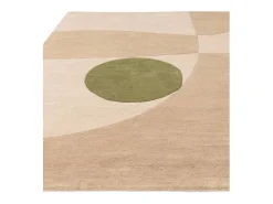 Sale Alfombra de estilo medio siglo, hecha a mano 100% lana - 120x170cm - , beige, verde - Reef Horizon Crema