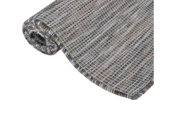 Clicnbuy Alfombra De Exterior-Alfombra de exterior de tejido plano marrón y azul 80x150 cm Negro