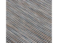 Clicnbuy Alfombra De Exterior-Alfombra de exterior de tejido plano marrón y azul 80x150 cm Negro