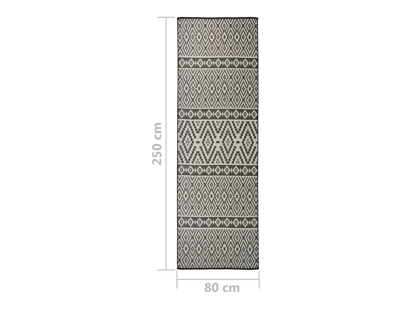 Alfombra De Cocina-Alfombra de exterior de tejido plano 80x250 cm Rayas negras Negro