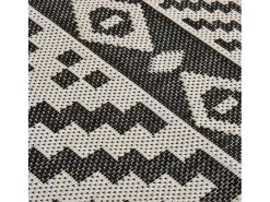 Clicnbuy Alfombra De Exterior-Alfombra de exterior de tejido plano rayas negras 100x200 cm Negro
