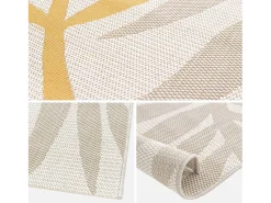 Sweeek Alfombra de interior/exterior, estampado beige y mostaza, poliéster Crema Sale