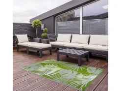 ESSCHERT DESIGN Alfombra de jardín de polipropileno con hojas de selva Verde Discount