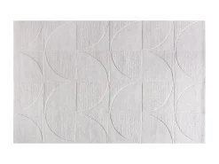 OZAIA Alfombra de lana 100% tejida a mano con relieve y motivo circular, 160 x 230, , MILUNA Marfil New